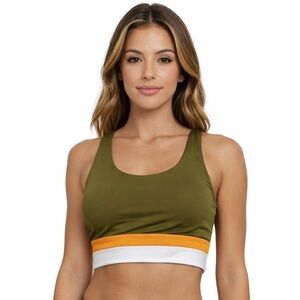 Define Your Inspiration Colorblock Sports Bra Crop– Olive/Orange/White